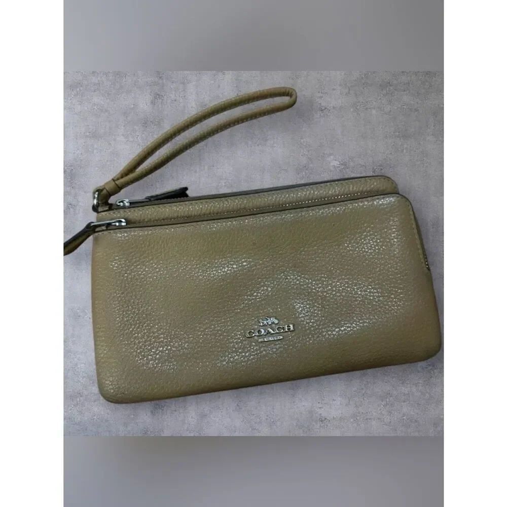 Coach Beige Leather Wristlet